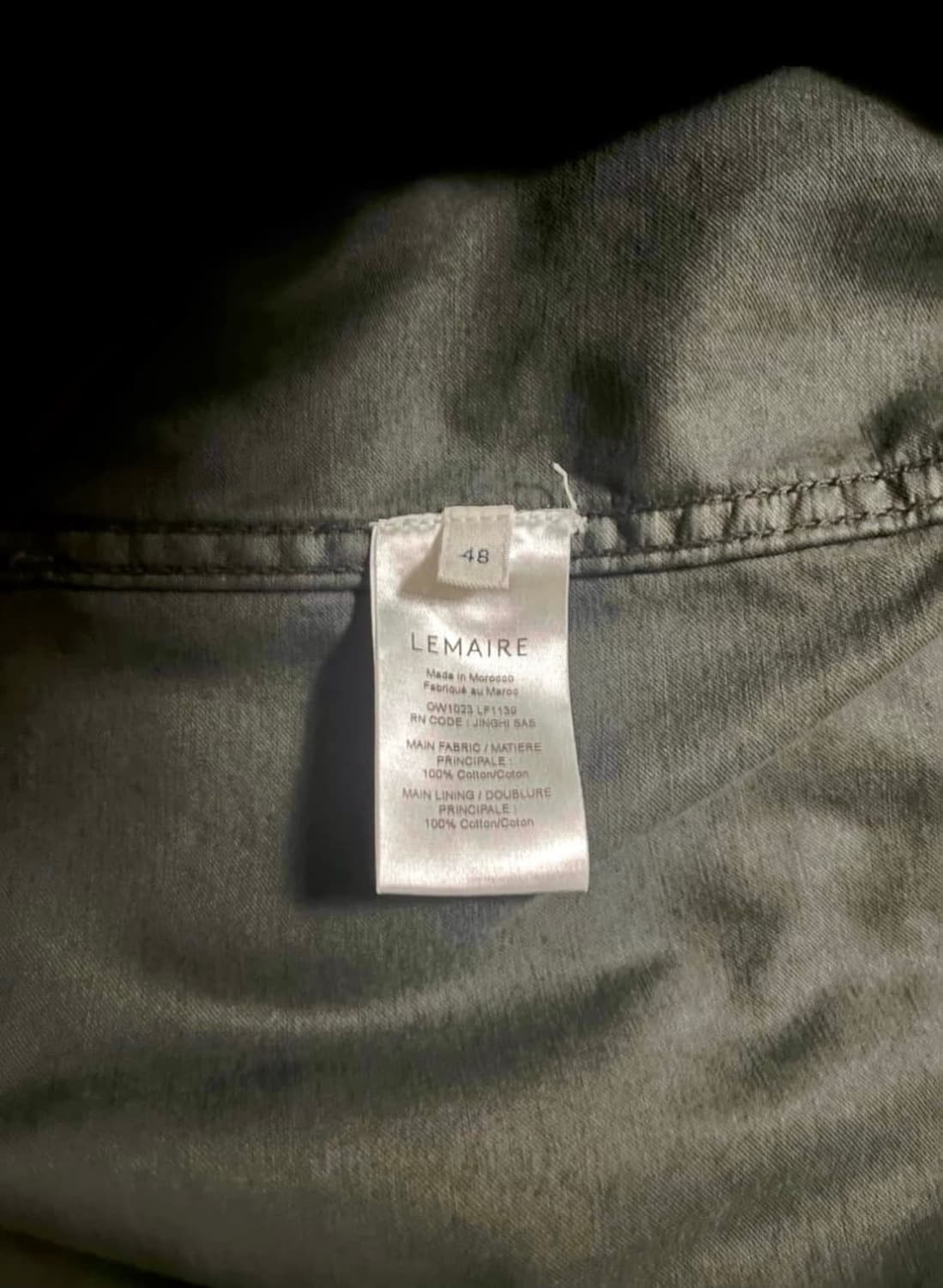 르메르 워크웨어 자켓 가먼트 다이드 코튼 사틴 미드나이트 그린 멀티포켓 상품이미지8