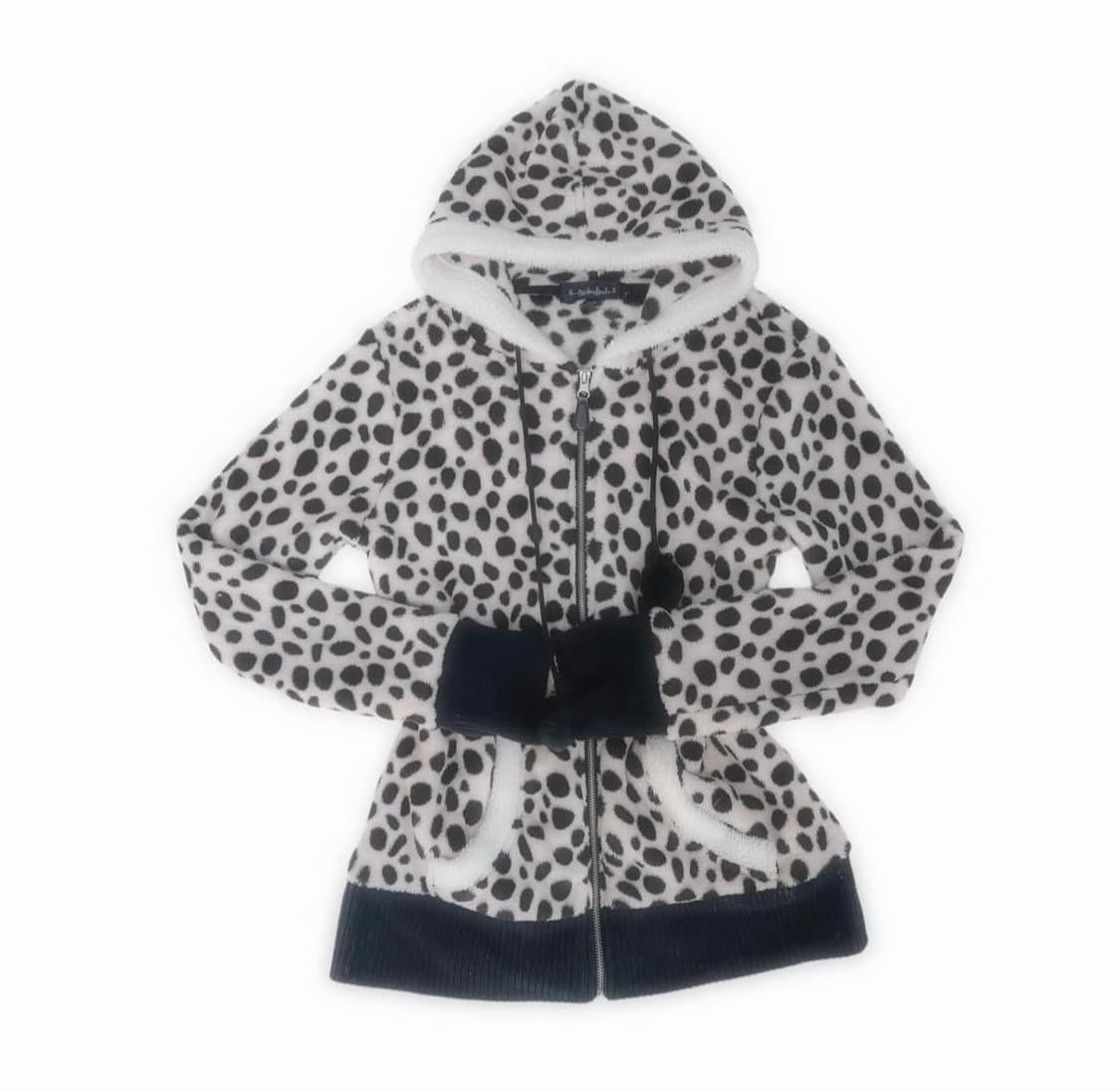 빈티지 호피 털 폼폼이 후드집업 상품이미지1