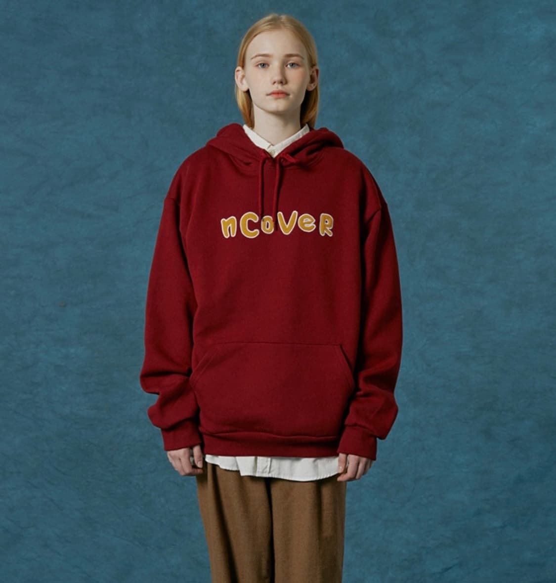 앤커버 로고 버건디 후디 상품이미지1