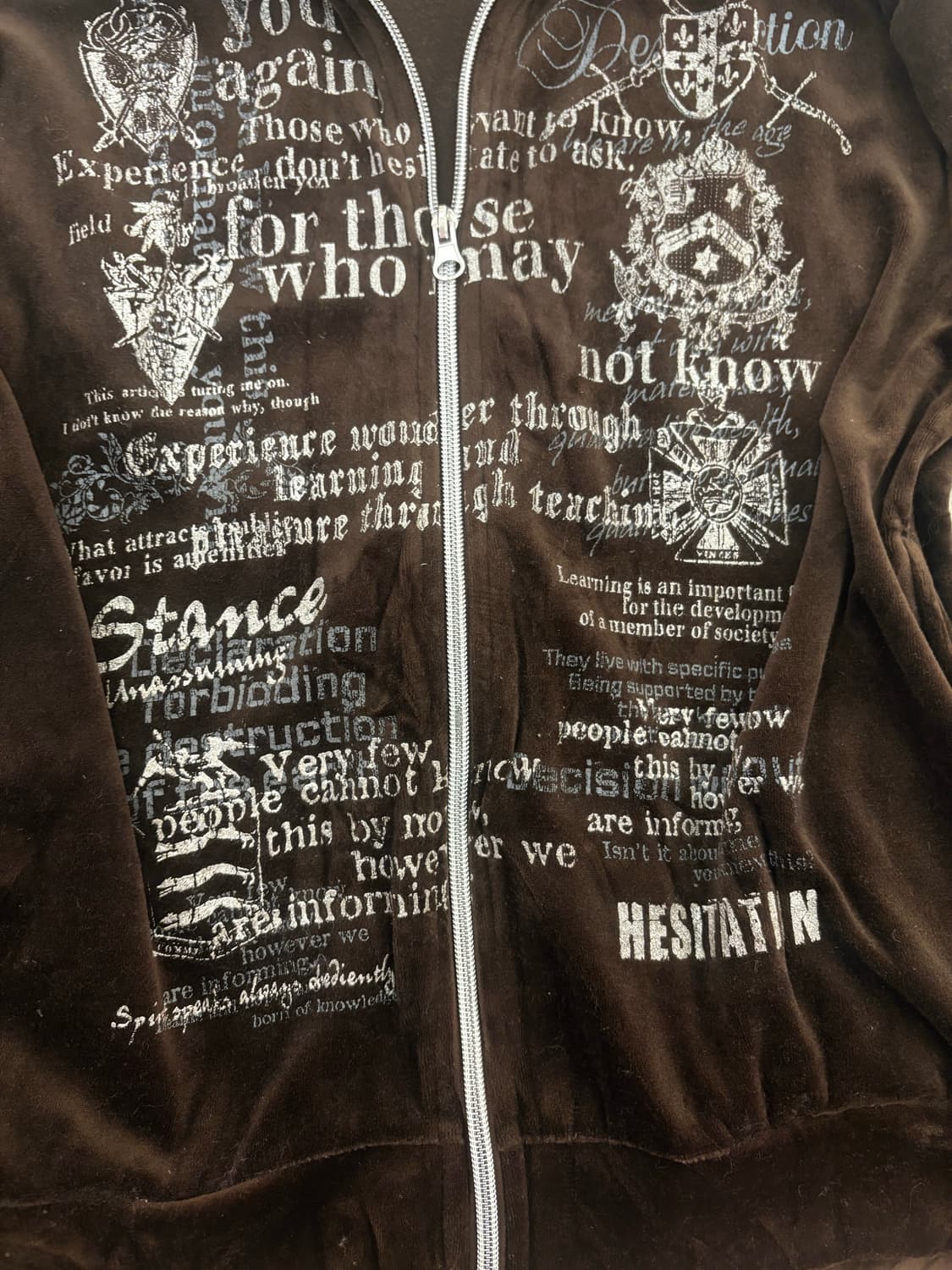 브라운 벨벳 프린팅 집업 상품이미지3