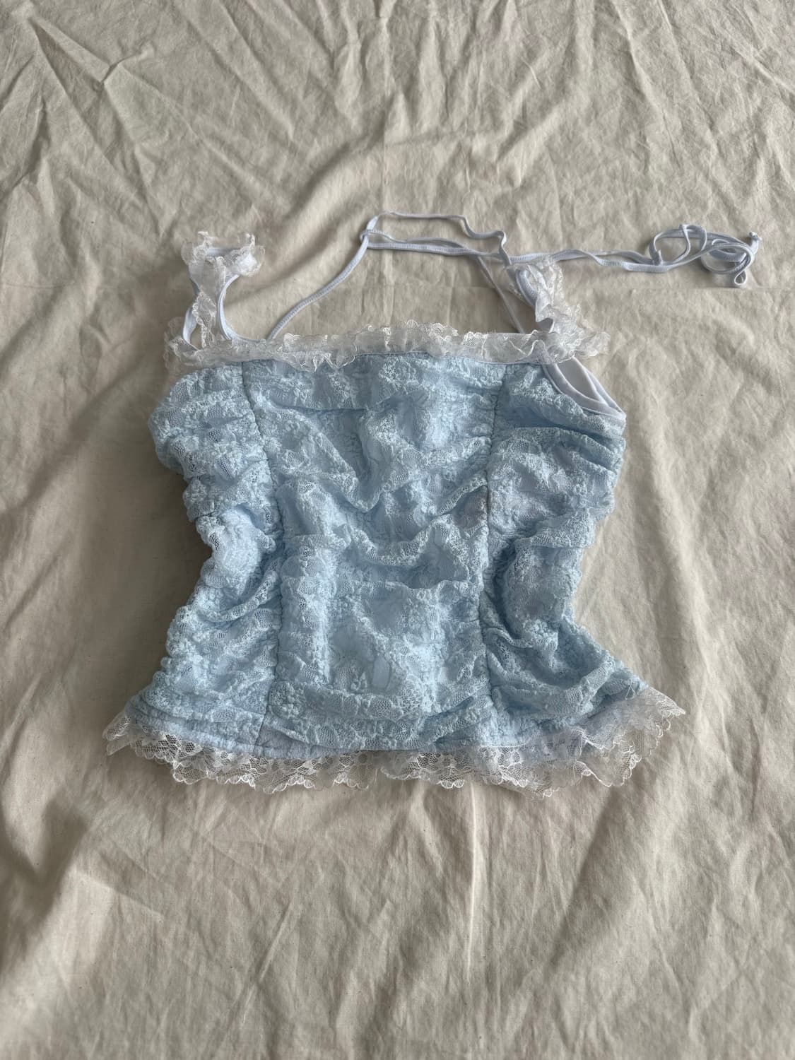 스카이블루 페어리 러블리 레이스 셔링 슬리브리스 상품이미지5