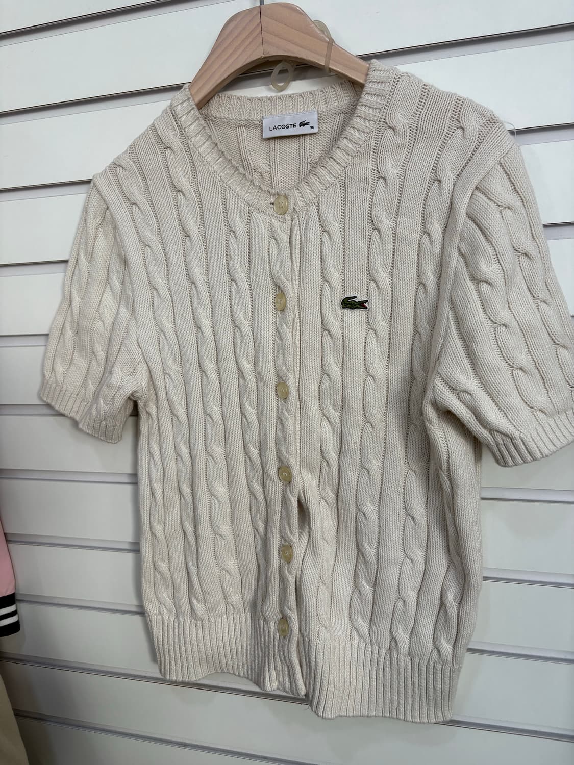 라코스테 케이블 반팔 니트 가디건 아이보리 S 상품이미지2