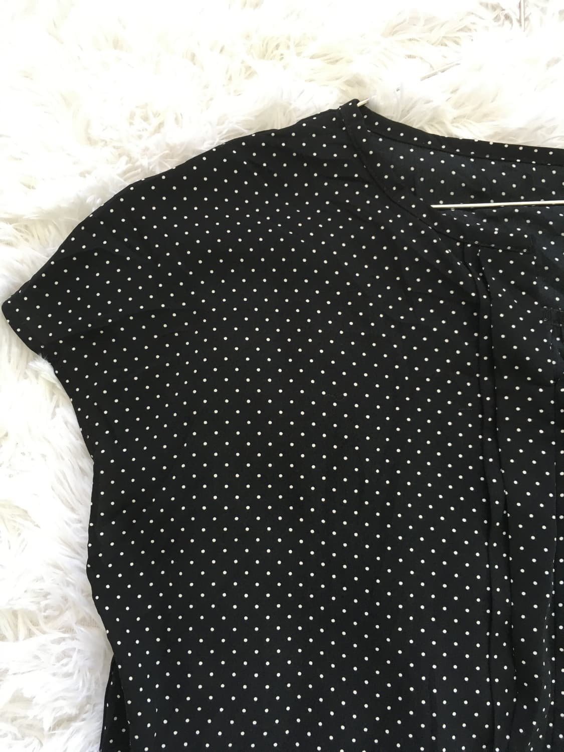 빈티지 트임넥 블랙 도트 블라우스 1039 y2k 스트릿 갸루 펑키 일본 상품이미지5