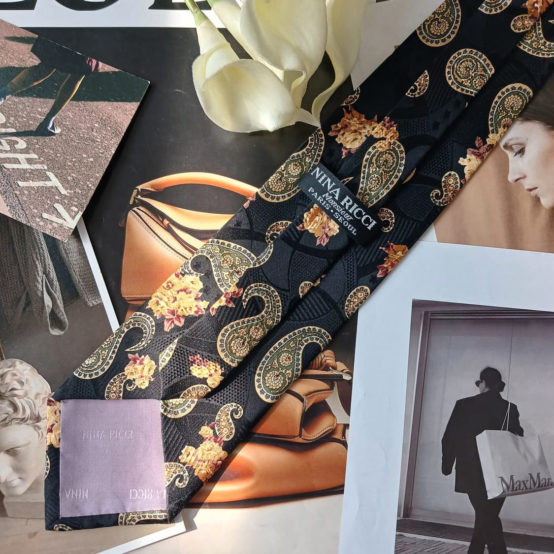 니나리치 실크 페이즐리 플라워 넥타이 10cm A+등급 A19836 상품이미지6