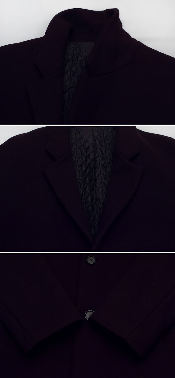 시스템 옴므 딥퍼플 멜튼울 캐시미어 클래식 체스터 코트 (100) 상품이미지9