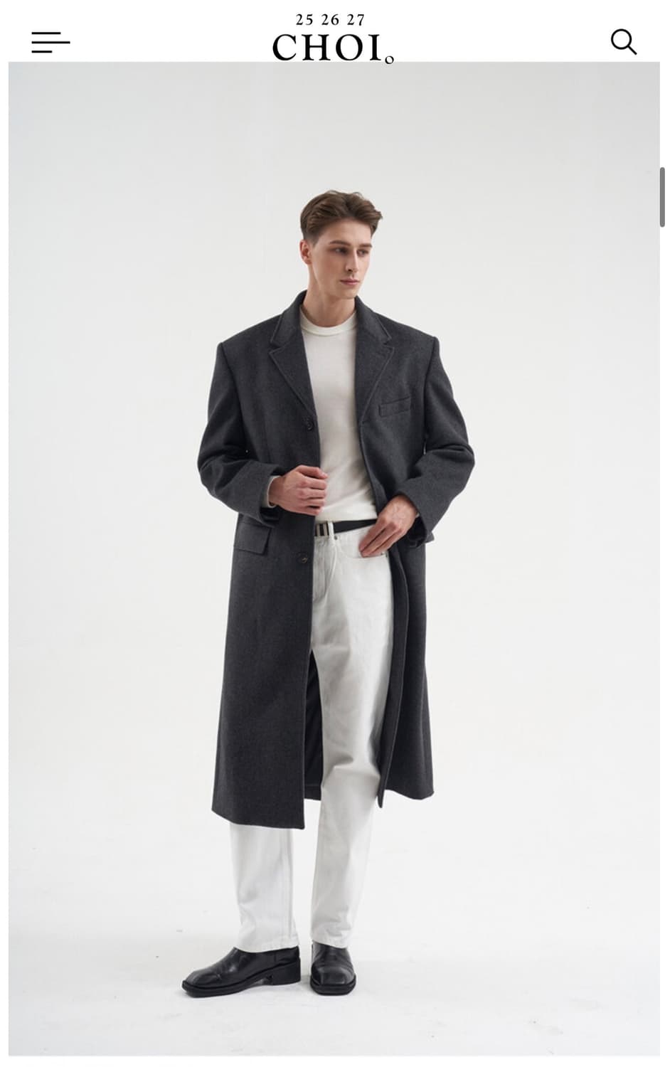 [XL] 최영 오버사이즈 체스터 필드 코트 차콜 상품이미지3