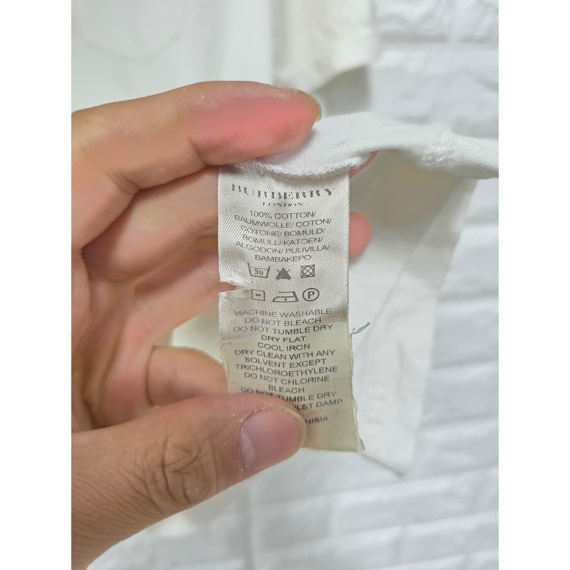 버버리 런던 화이트 체크 카라 폴로셔츠 XL 상품이미지3