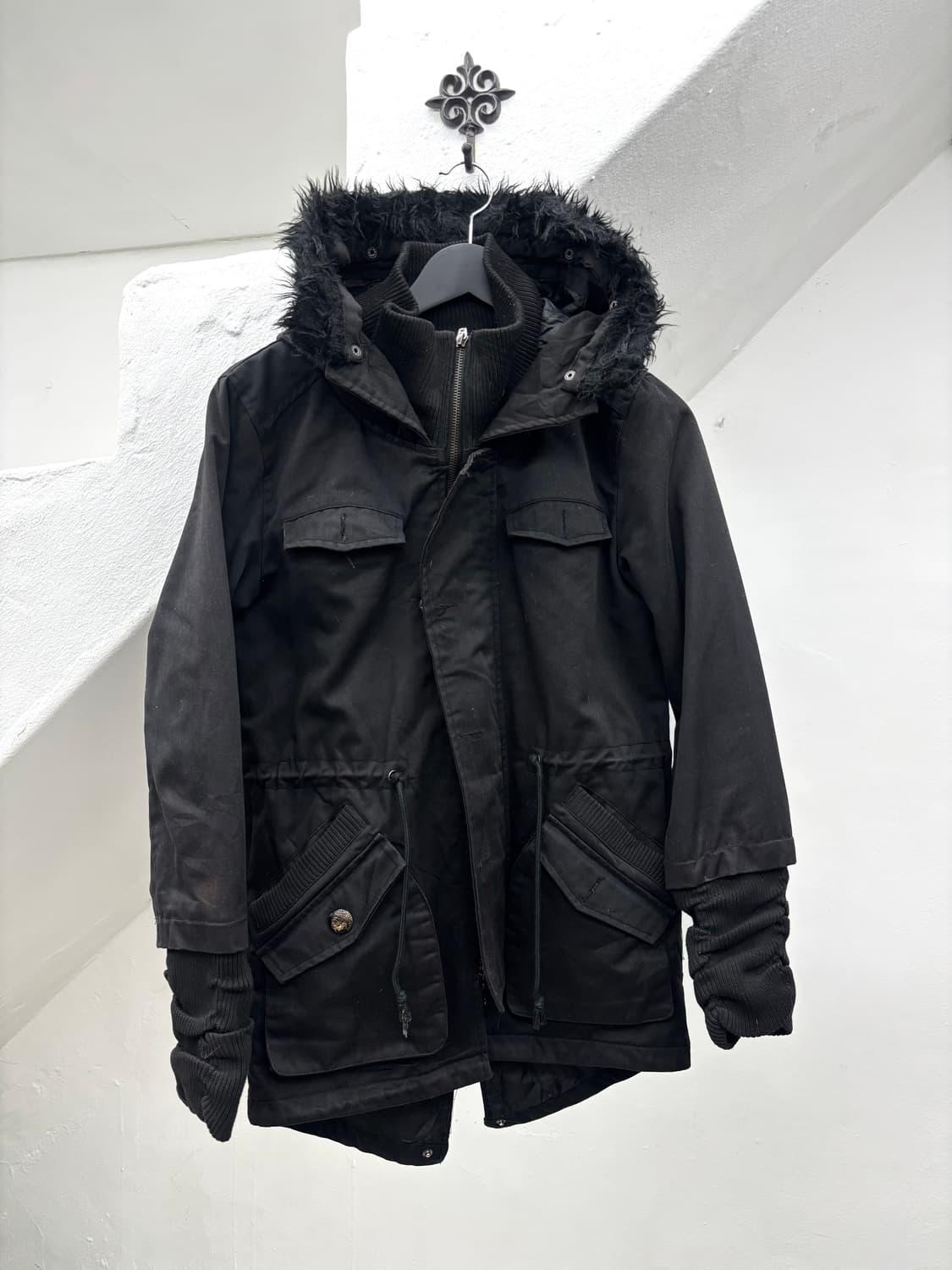 Black baccara ribbed fur jacket   상품이미지2