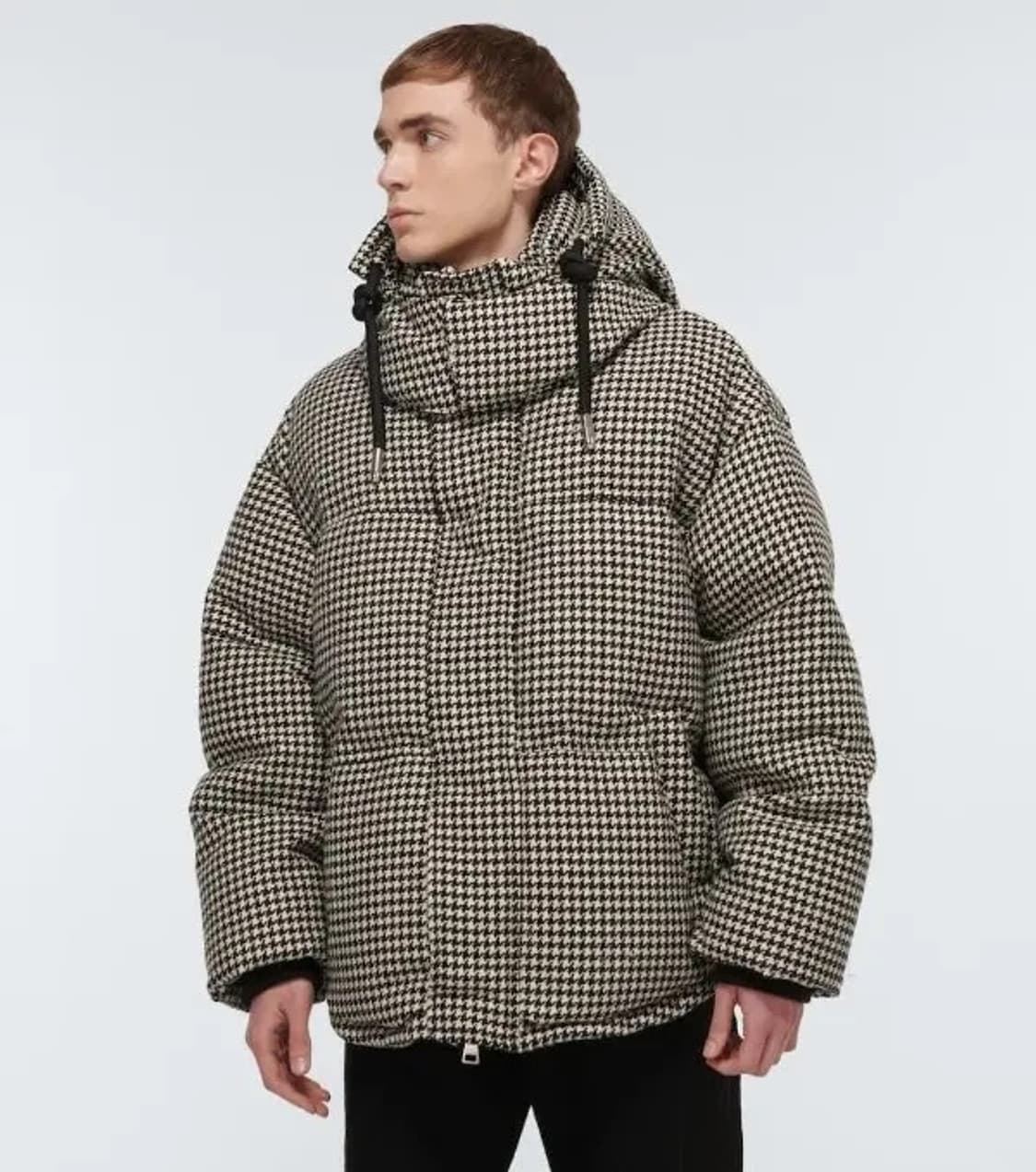 AMI 아미 울 하운드투스 체크 후드 패딩 M 상품이미지1