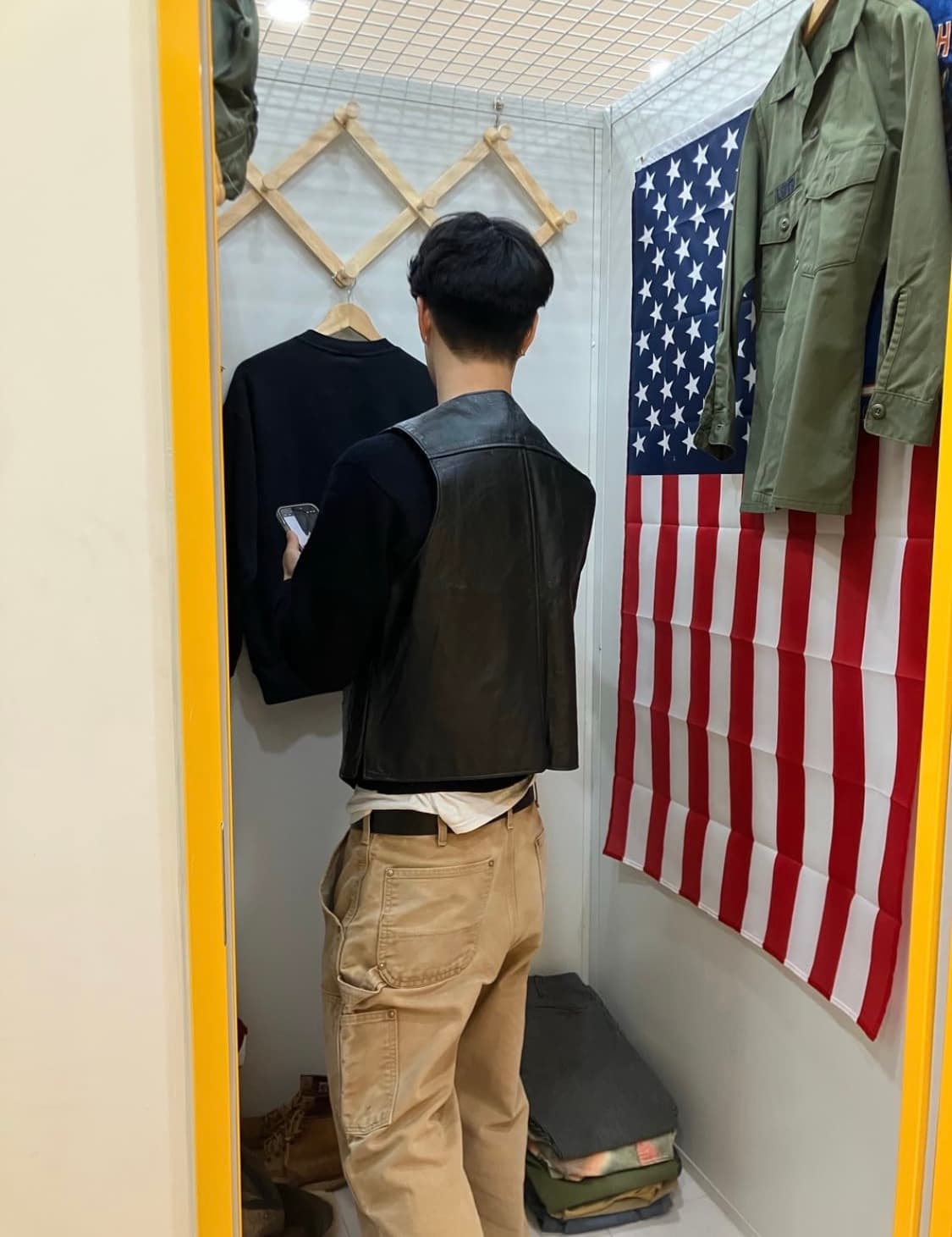 쇼트 빈티지 레더 베스트 상품이미지5