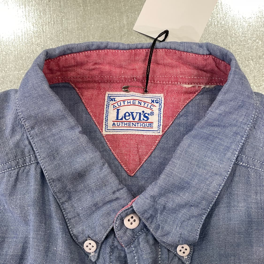 (XL) 90~00s Levi's 리바이스 화이트탭 데님 셔츠 상품이미지10