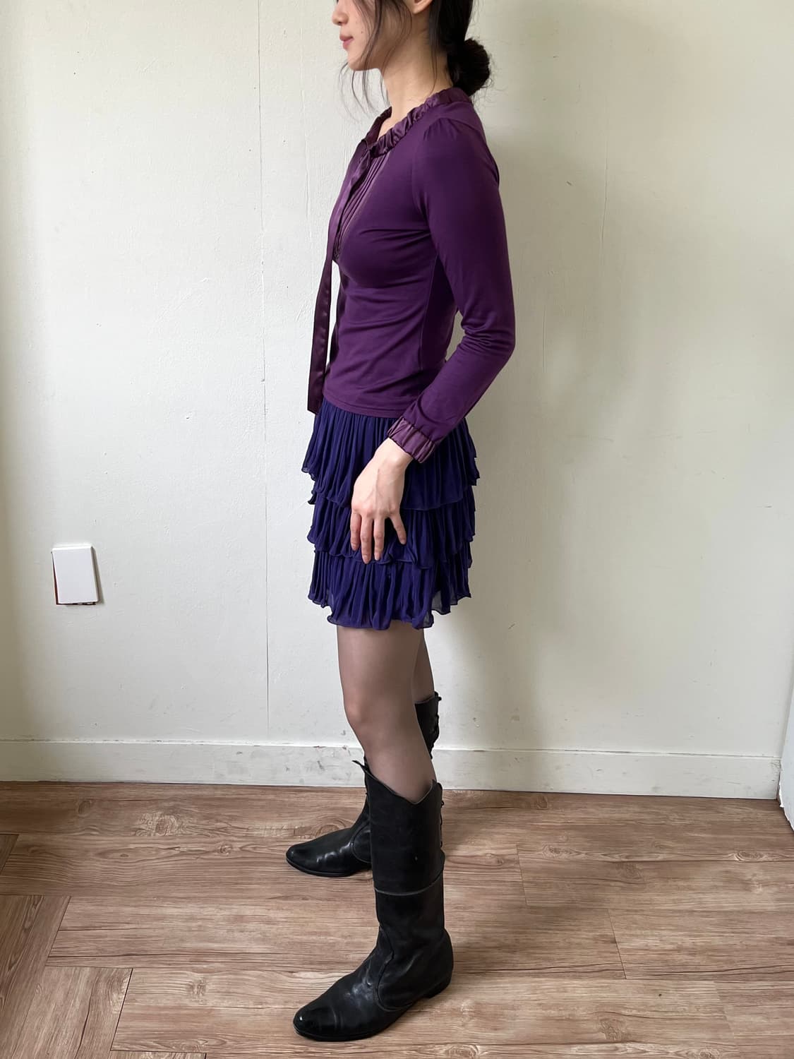 Japan vtg 퍼플 캉캉 미니 스커트 상품이미지9