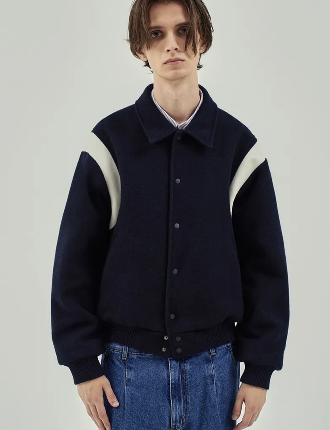 로드존그레이 바시티 숏 자켓 점퍼 네이비 XL 상품이미지1