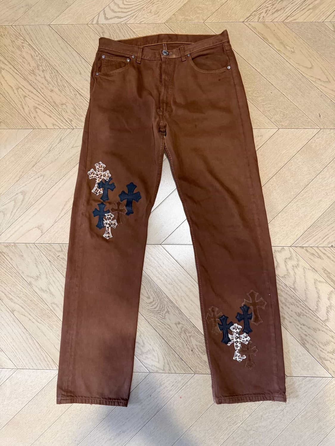 Chrome Heart Brown Patches Jeans 상품이미지1