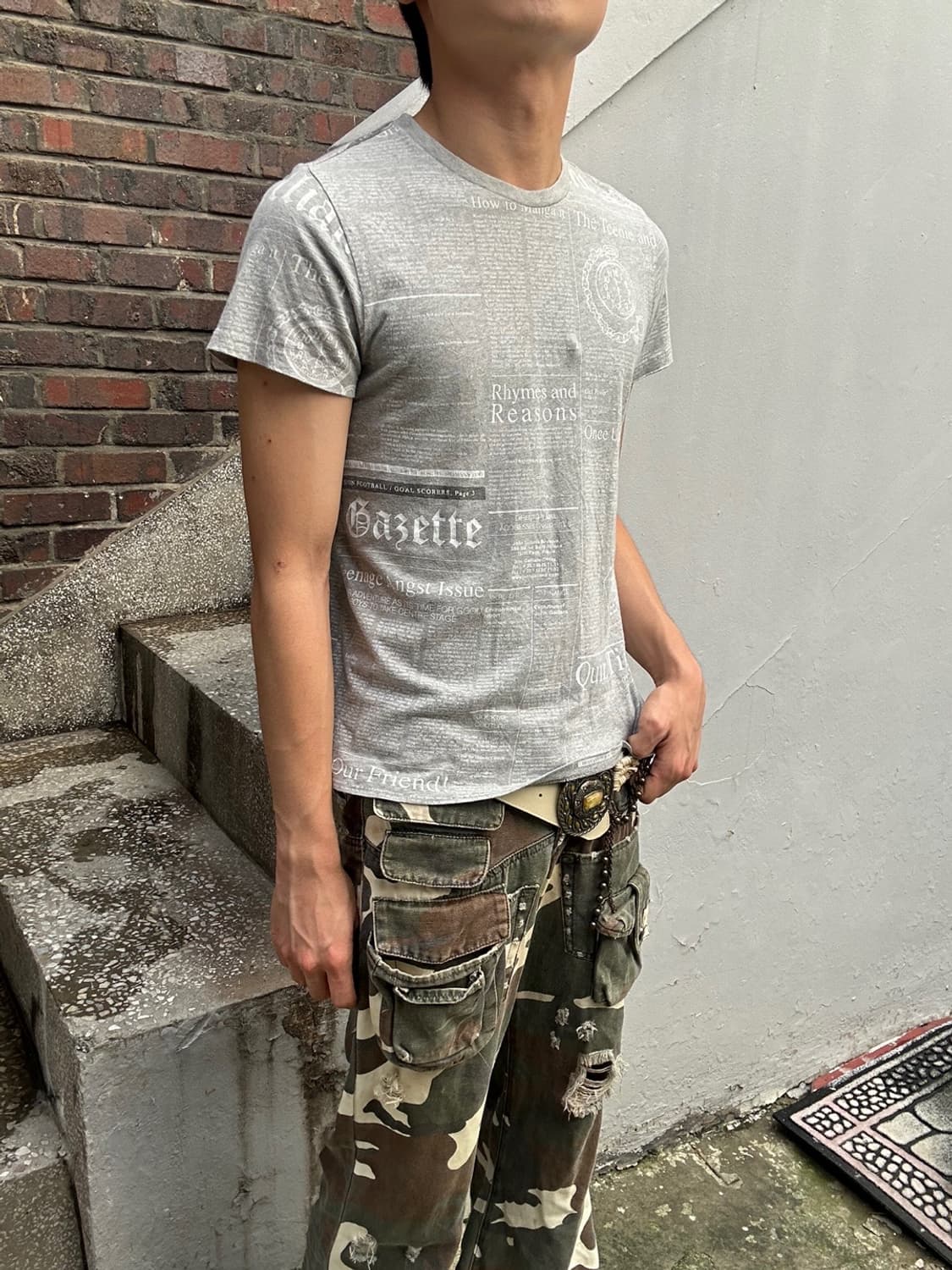 *rare* 빈티지 존갈리아노 레터링 프린팅 그레이 티셔츠 상품이미지2