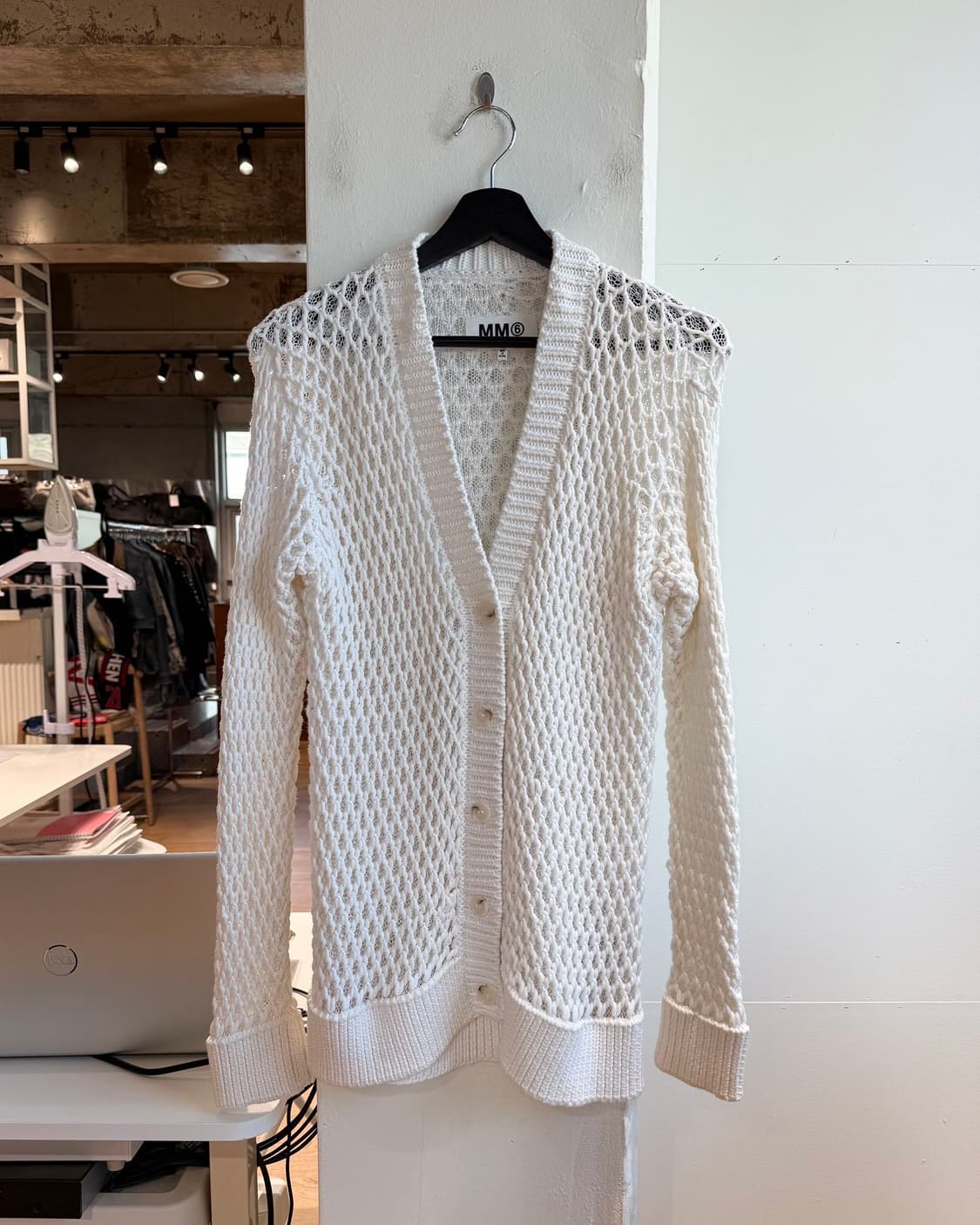 mm6 화이트 네트 코튼 가디건 상품이미지2