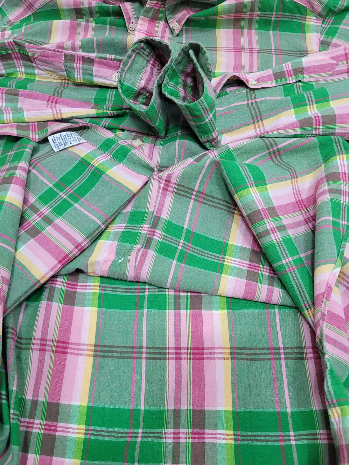 POLO 폴로 랄프로렌 클레식핏 체크 셔츠 / 남 15 M 그린 핑크
 상품이미지7