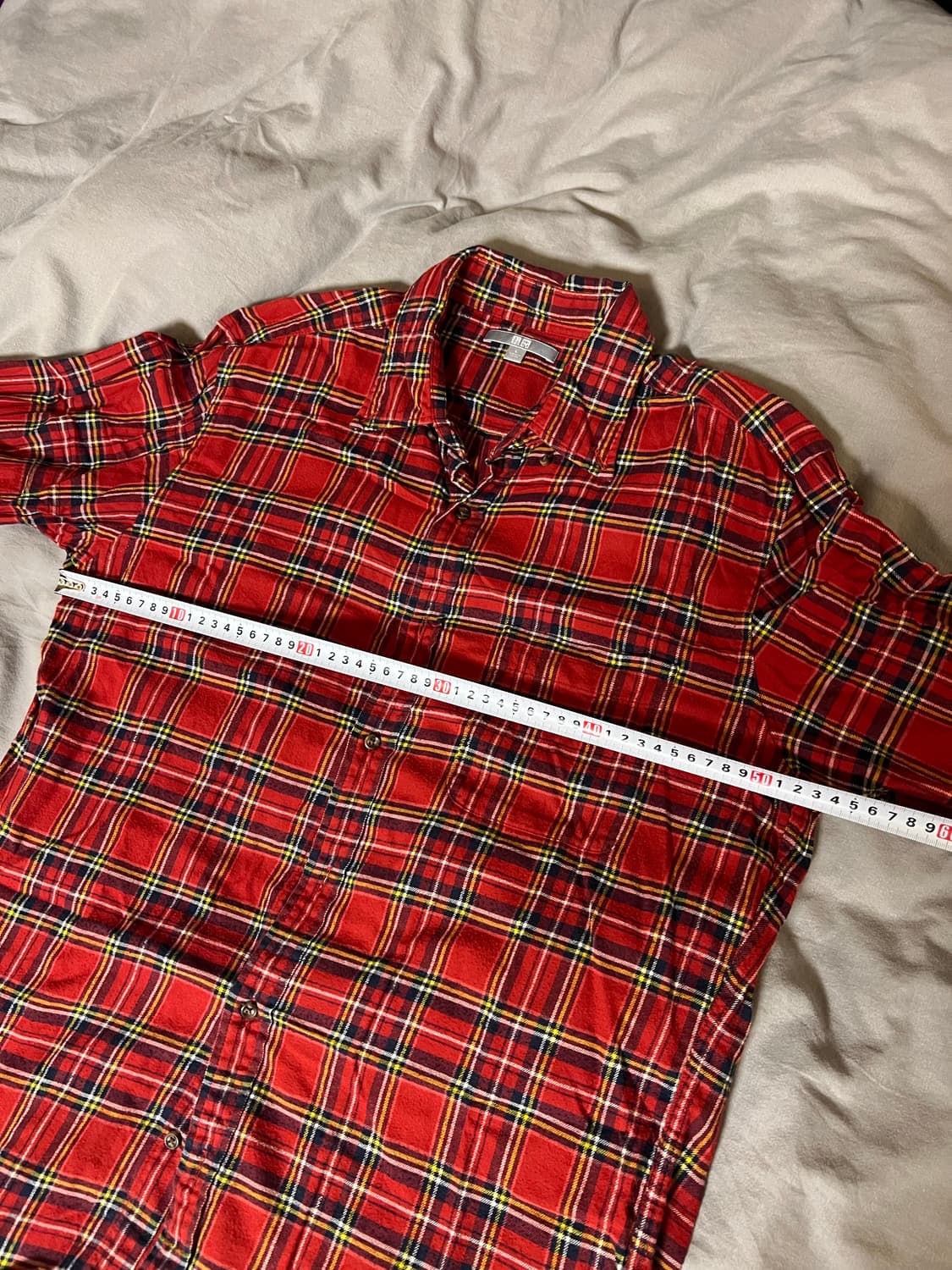 유니클로 플란넬 체크셔츠 남방 레드 L  상품이미지4