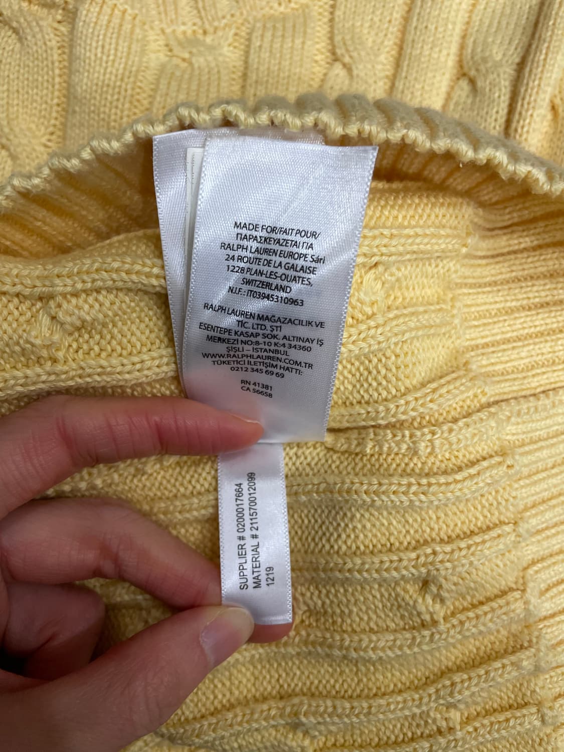 폴로 랄프로렌 케이블 니트 코튼 스웨터 옐로우 상품이미지8