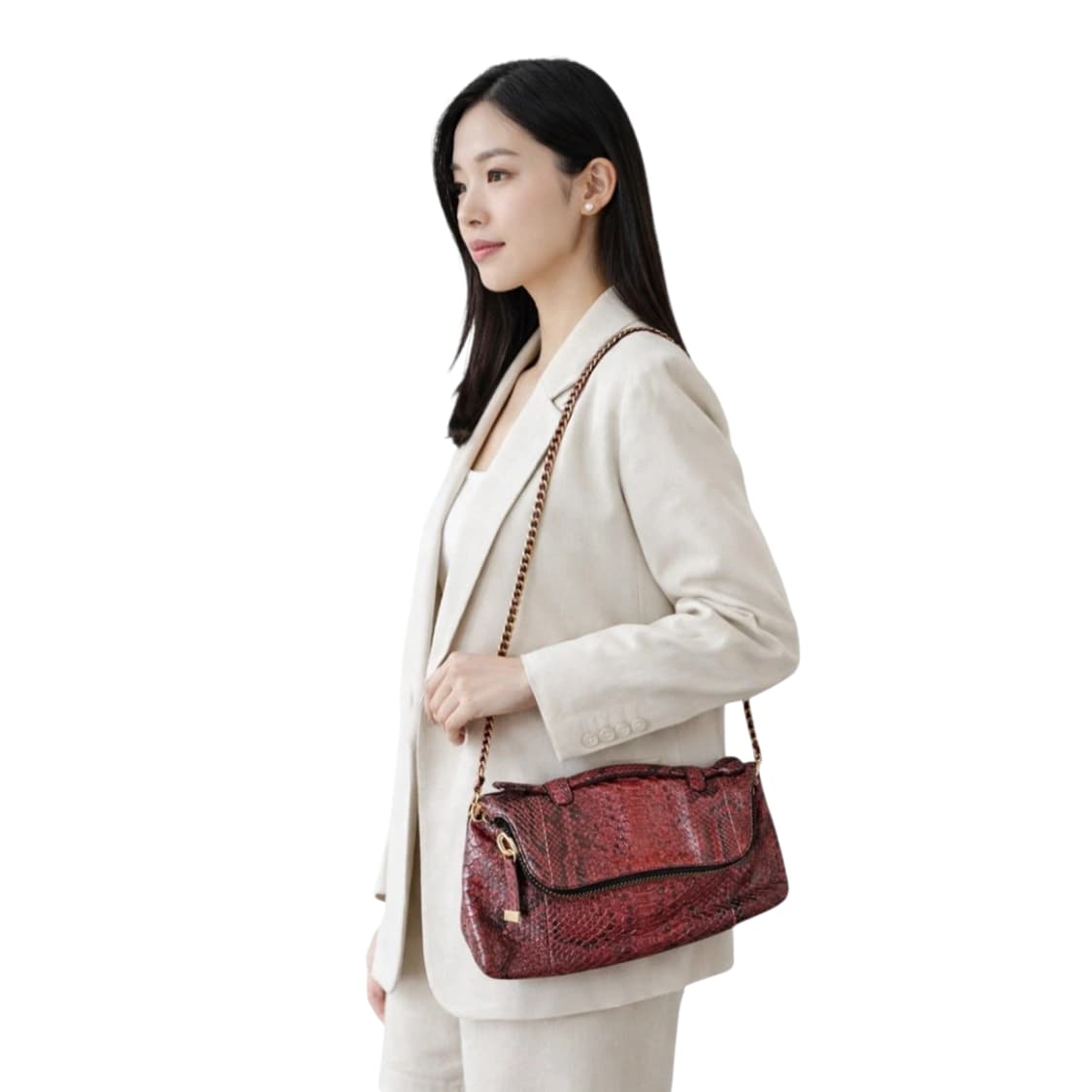 ❤️ 힐리앤서스 레드 뱀피 소가죽 체인백 | 숄더·클러치·크로스 4way 상품이미지2