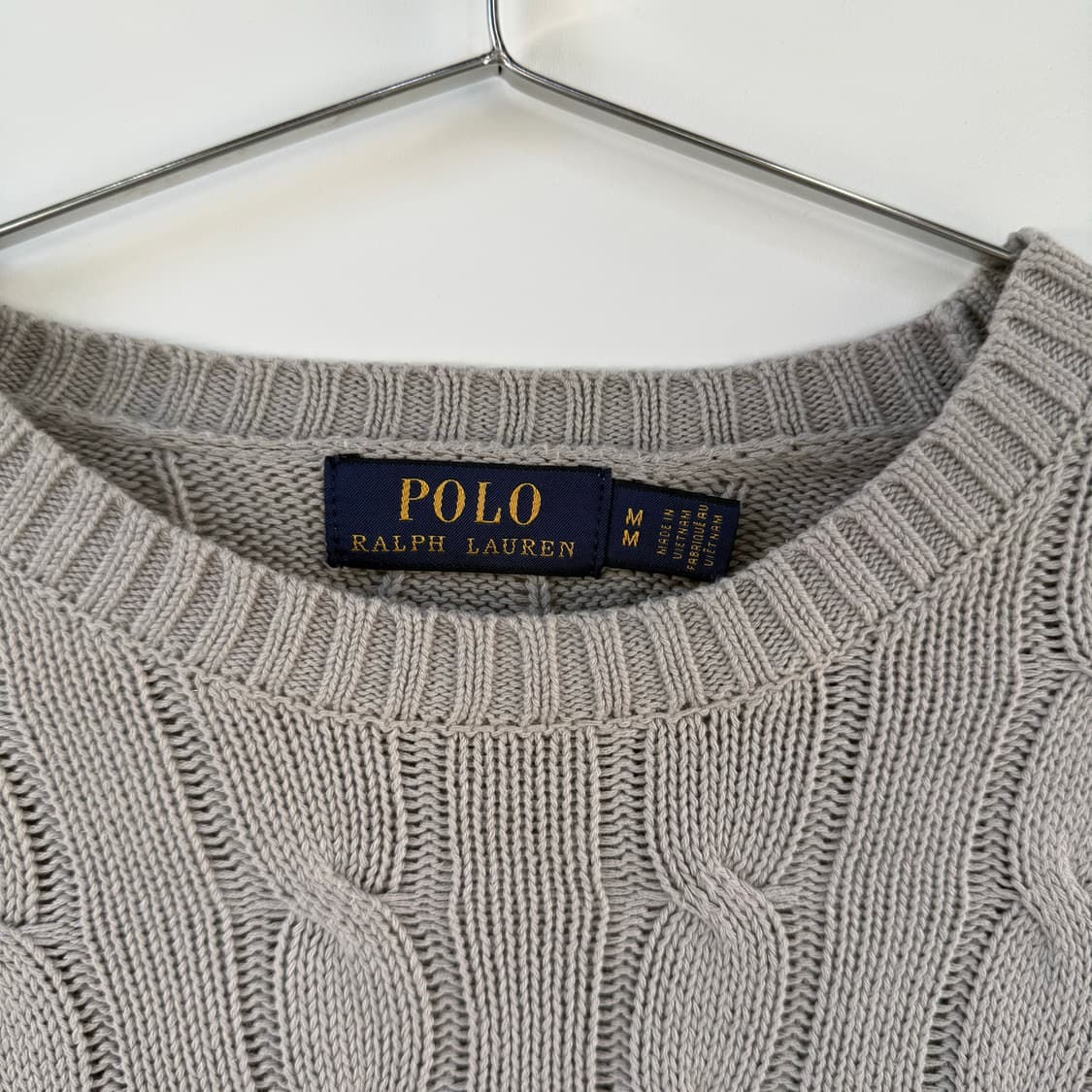 폴로 랄프로렌 Polo 꽈배기 꼬임 케이블 니트 그레이 레드포니 상품이미지2