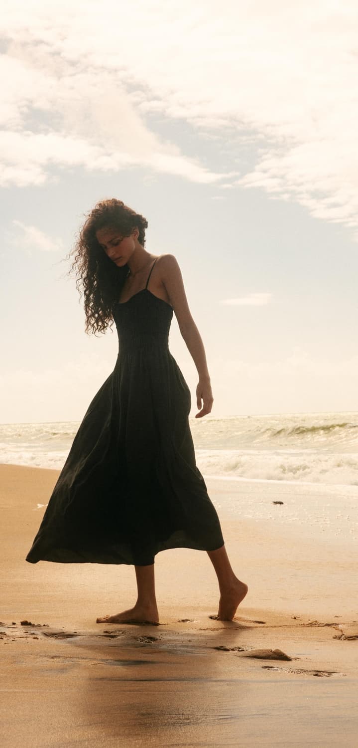 새상품) 자라 플루이드 엘라스틱 미디원피스 S 블랙 상품이미지2