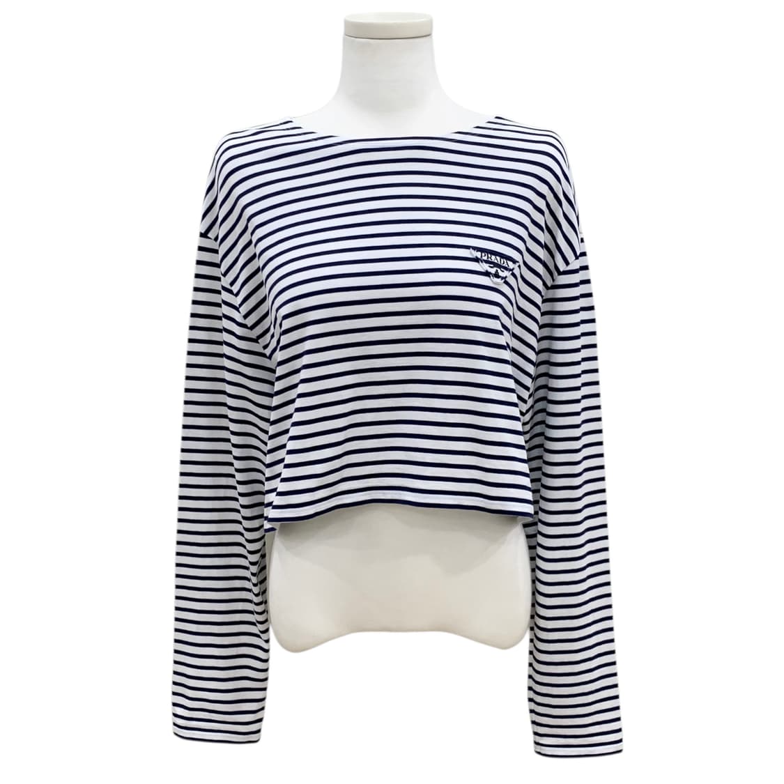 프라다 마린 스트라이프 롱슬리브 크롭 티셔츠 상품이미지1