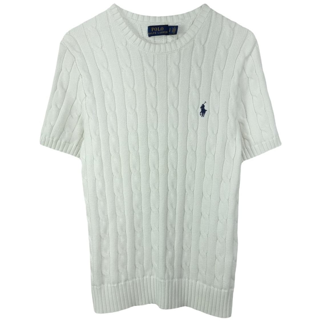 [폴로 랄프로렌] 포니 로고 자수 케이블 반팔 니트 아이보리 M19613 상품이미지2