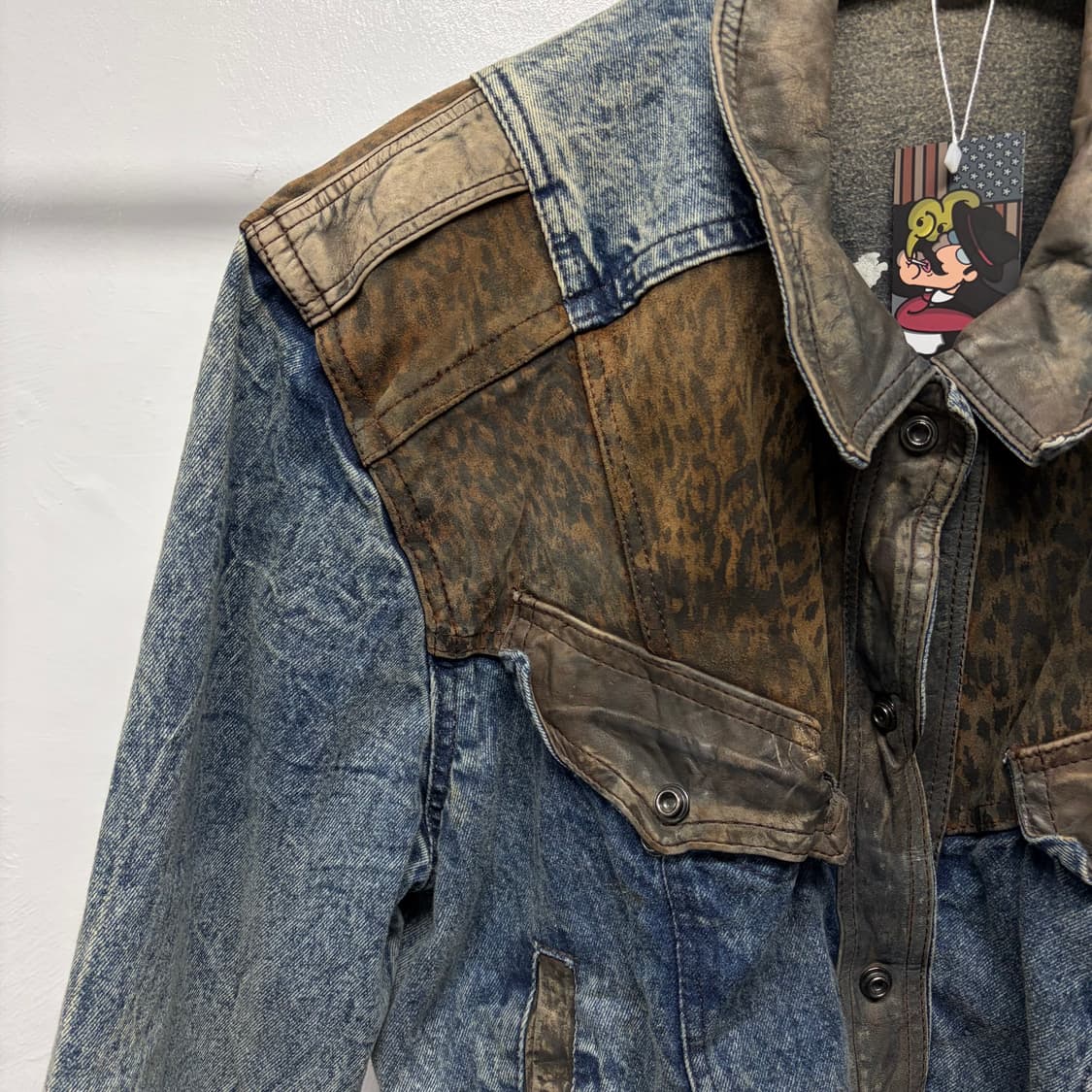 빈티지 데님 레더 자켓 상품이미지5