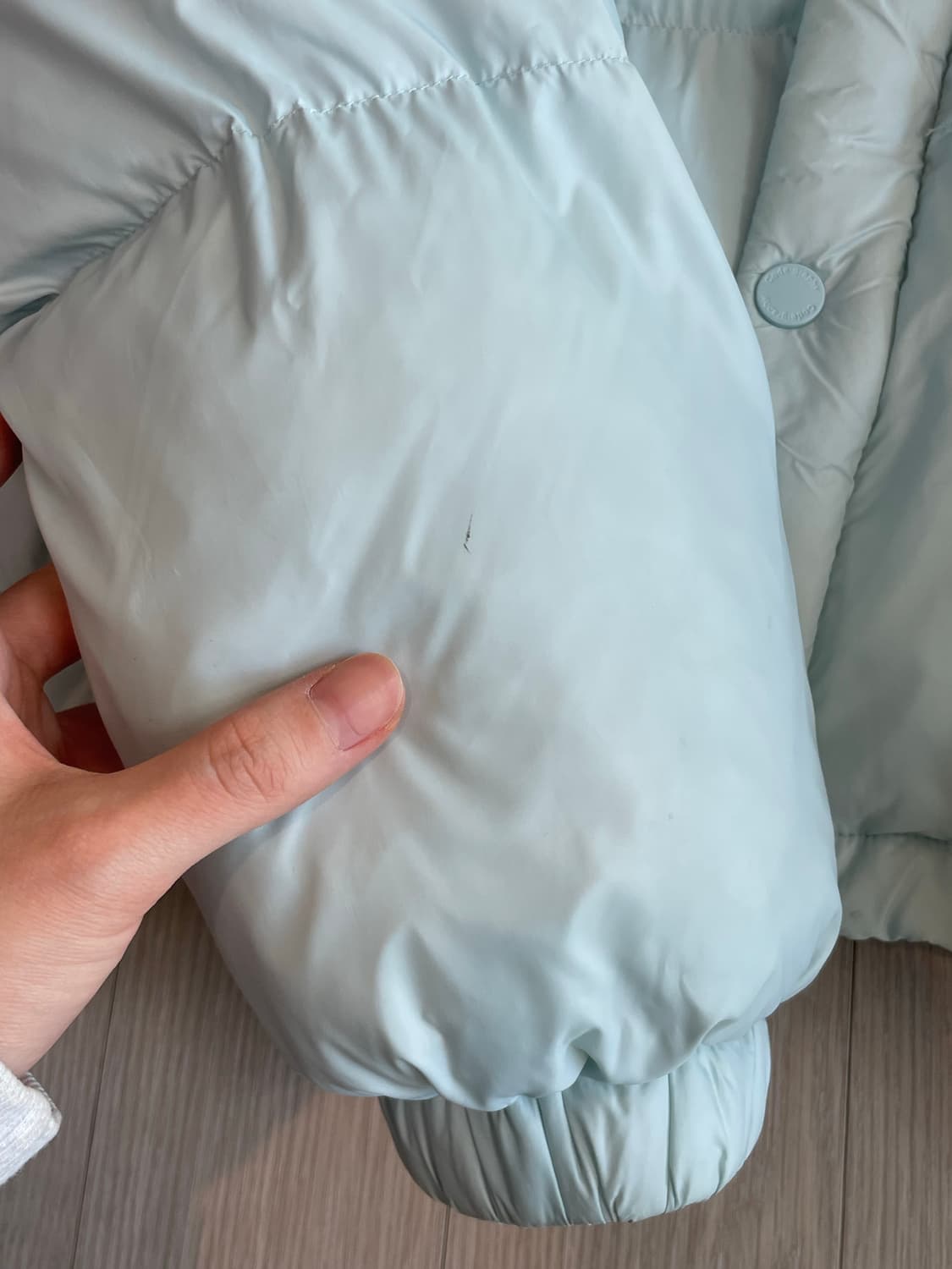 코드그라피 숏패딩 글로시 컬러링 크롭 푸퍼_캔디블루 상품이미지2