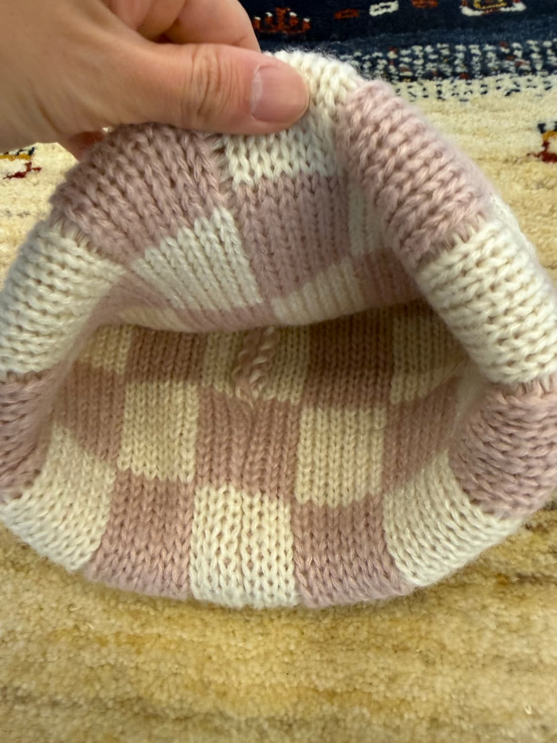 파스텔 체커보드 비니 상품이미지2