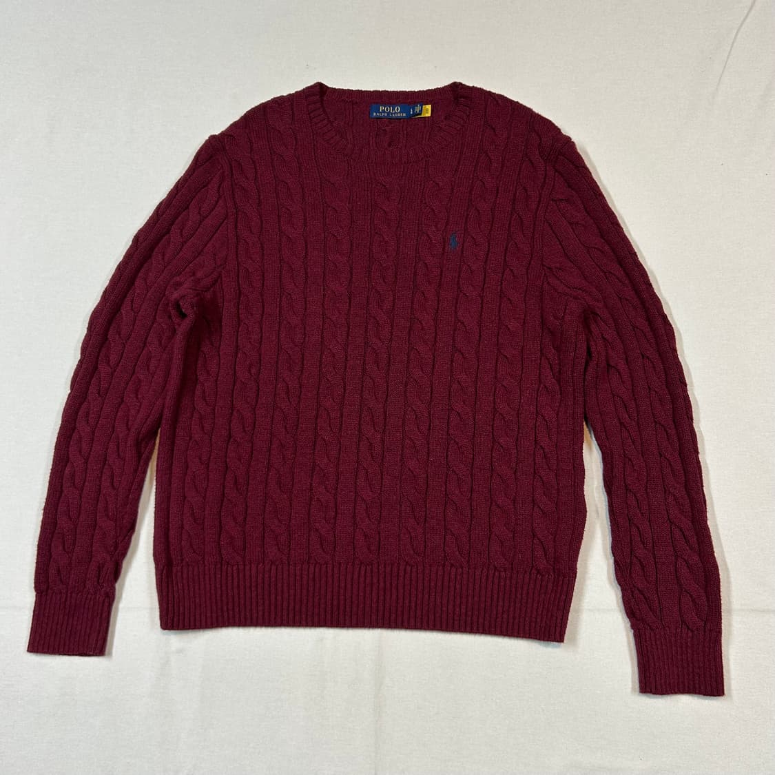 L) 폴로 랄프로렌 케이블 꽈배기 라운드넥 니트 신형 큐알탭 상품이미지1