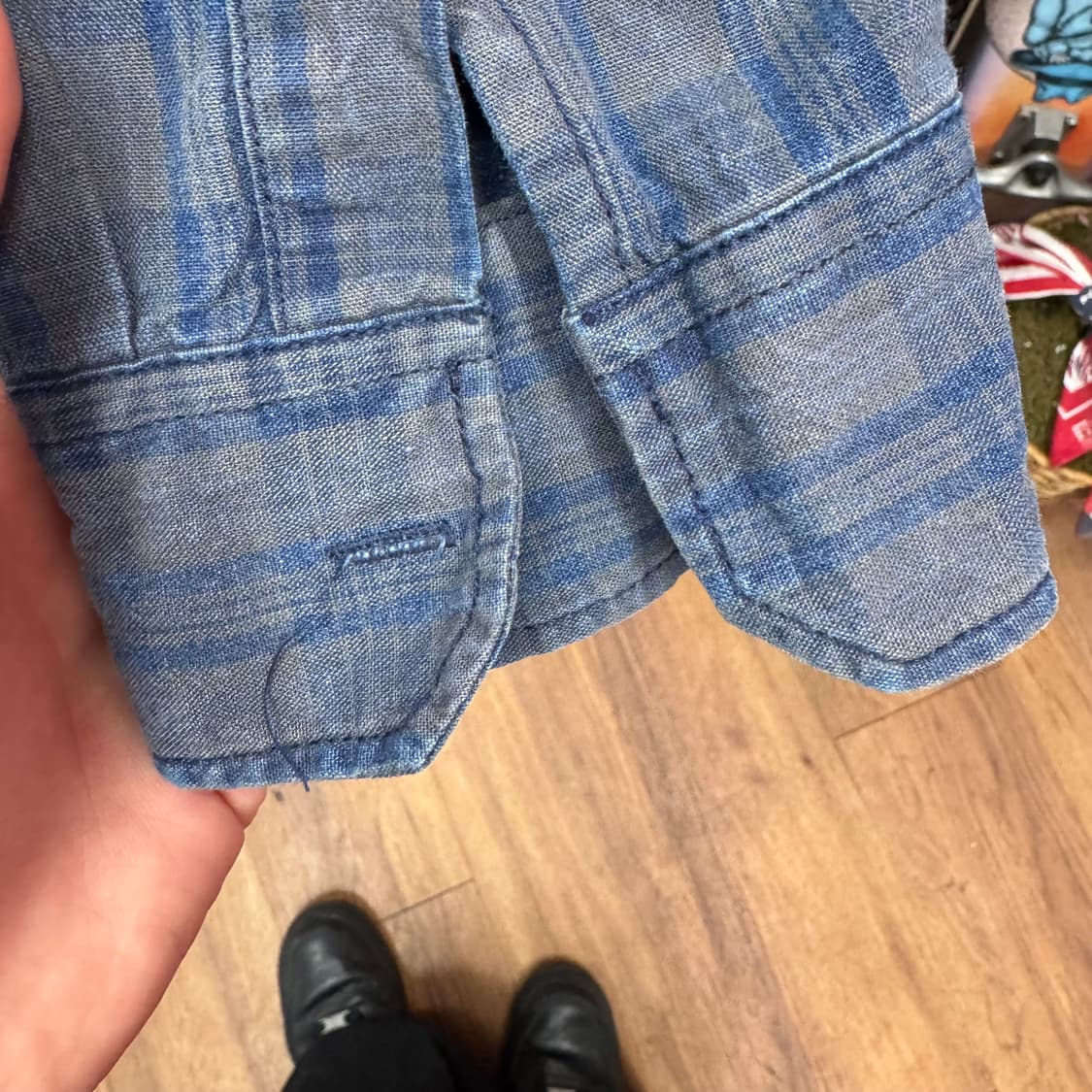 00s LEE 리 체크 패턴 셔츠 전면 원포켓 로고 포인트 네이비 상품이미지8