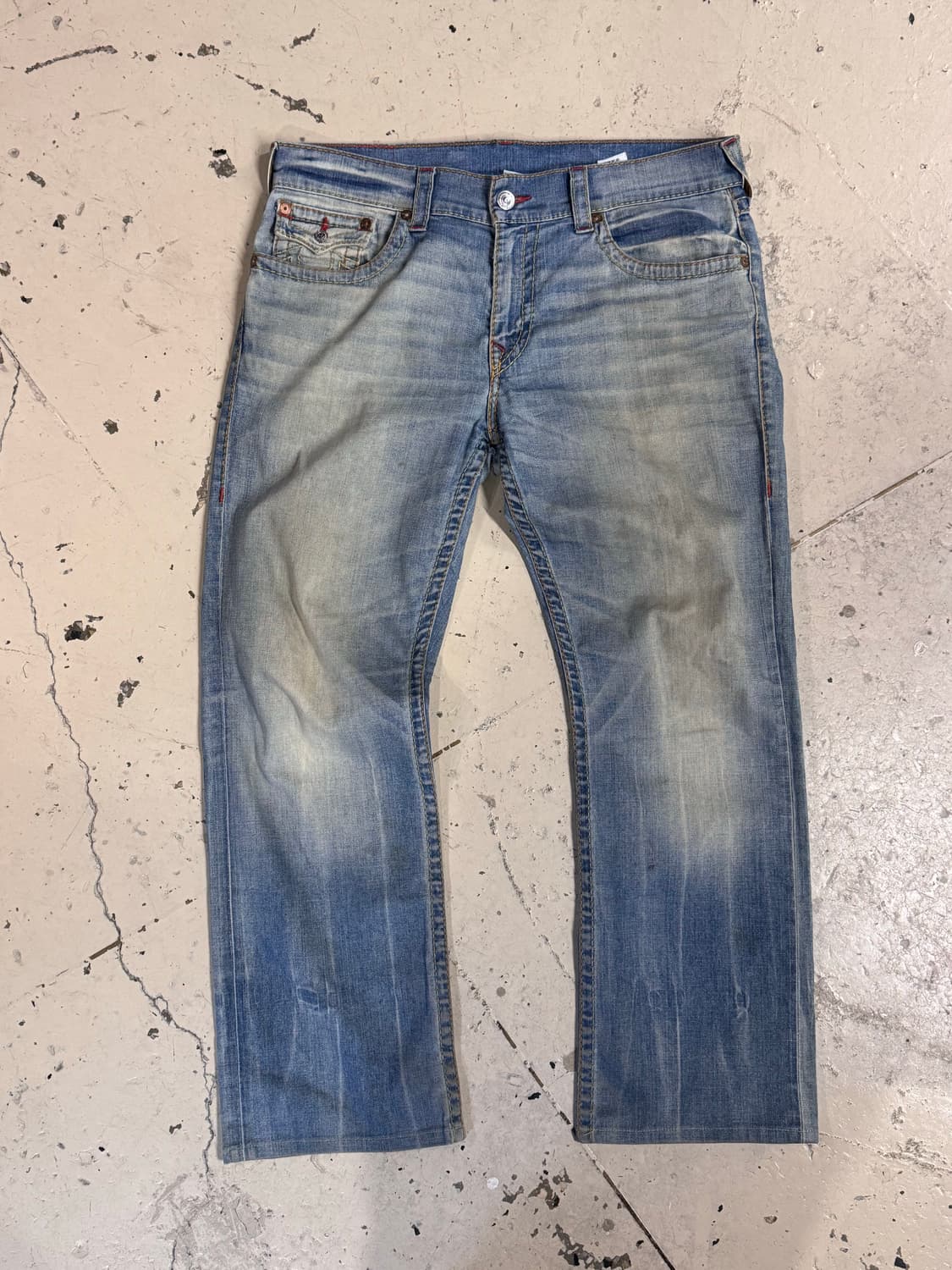 트루 릴리전 워싱 스트레이트핏 데님팬츠 상품이미지3