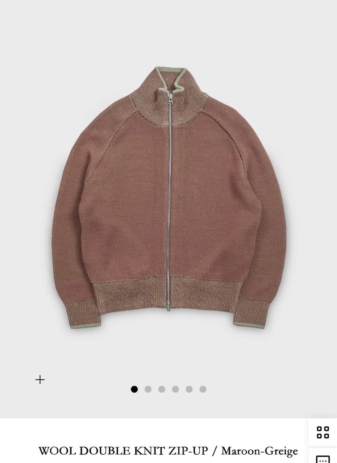 WOOL DOUBLE KNIT ZIP-UP / Maroon-Greige 상품이미지1