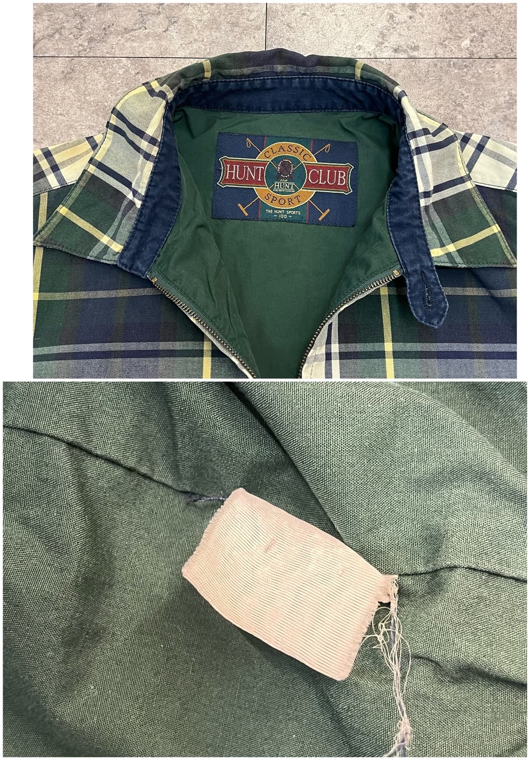 헌트클럽 체크 블루종 자켓 그린 100 #csz2792 상품이미지3