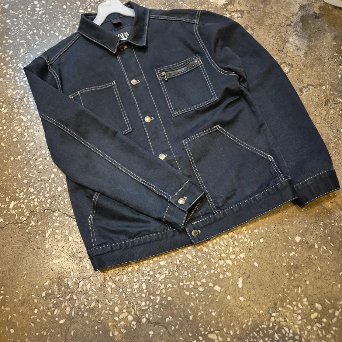 L~XL(착샷잇음) 자라 블랙 면 트러커자켓  상품이미지9