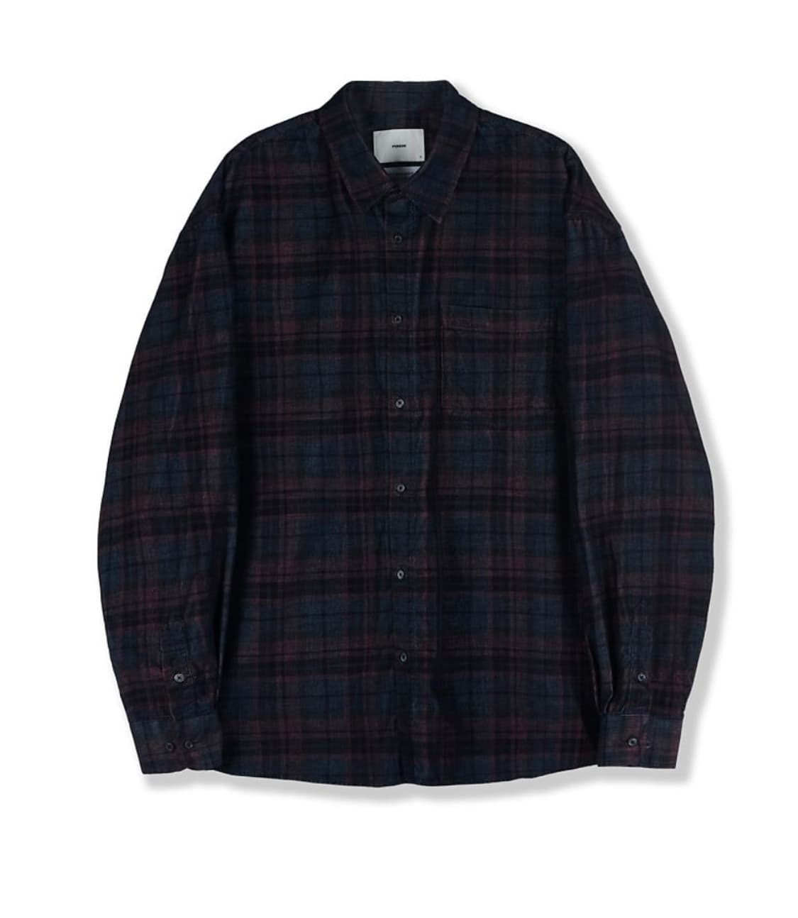 퍼렌 릴렉스드 셔츠 코듀로이 체크 네이비 핑크 3 상품이미지1