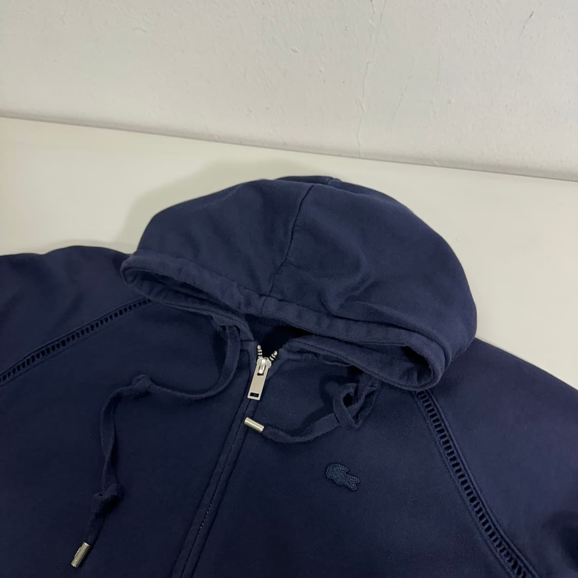 우먼M 라코스테 네이비 기본로고 면 후드집업 상품이미지3