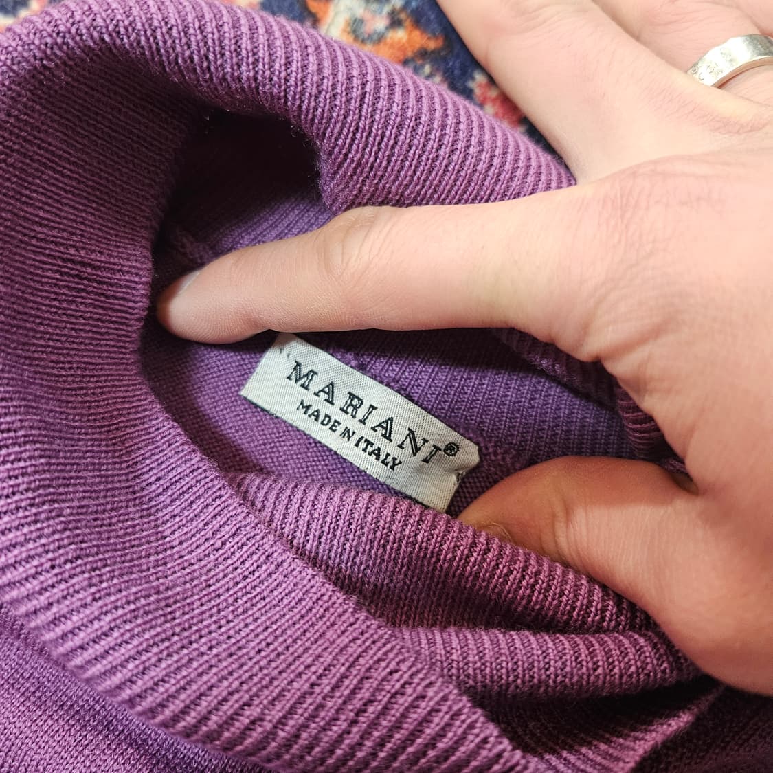 MARIANI in Italy 메리노울 100% 퍼플 터틀넥 S size 상품이미지5