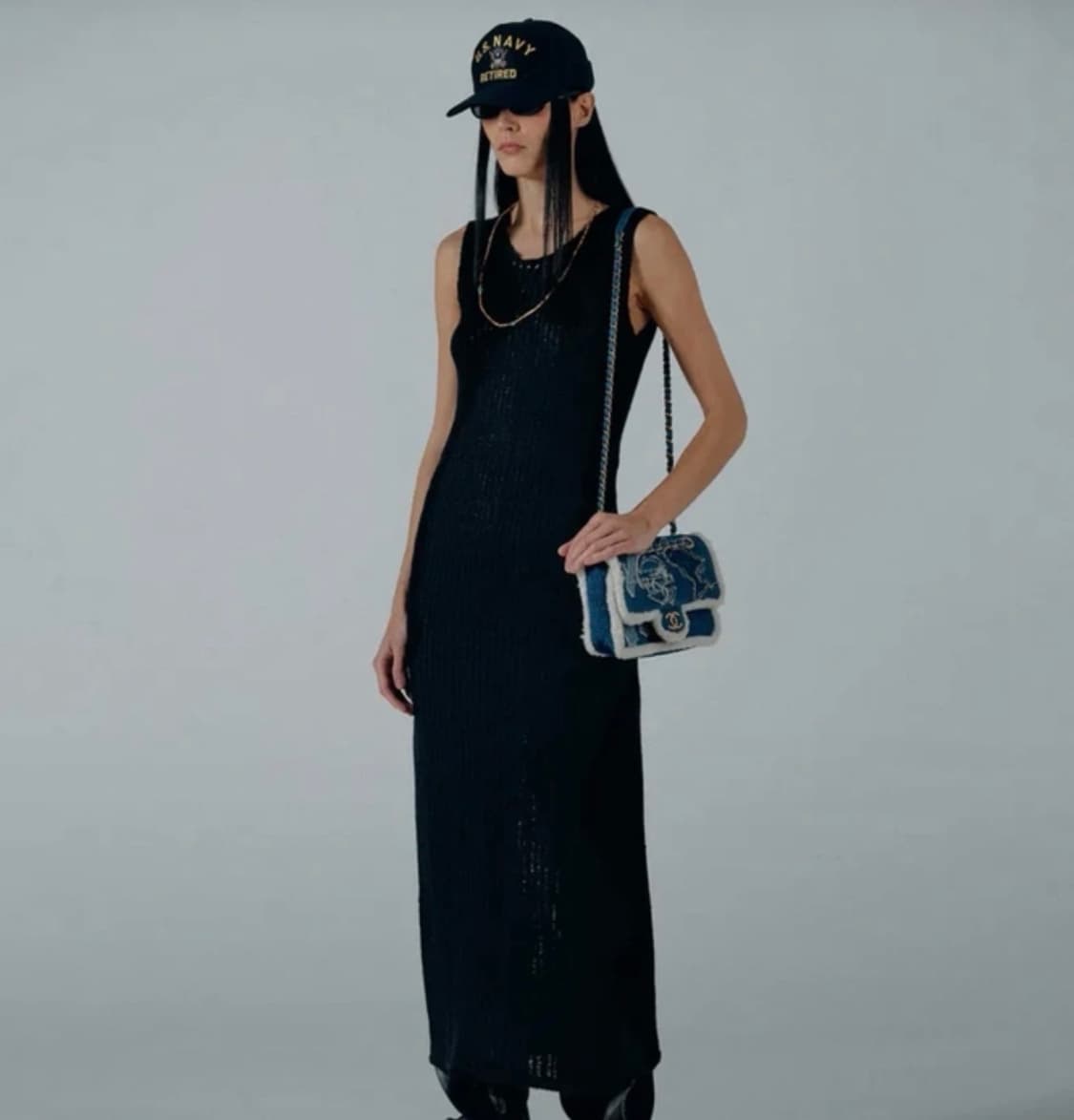 스컬프터 맥시 니트 드레스 블랙 (롱) 상품이미지1