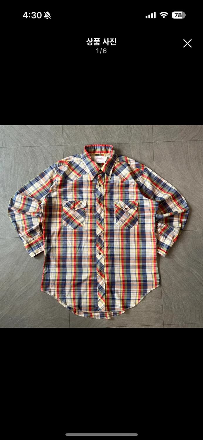 80s 80년대 미국 생산 랭글러 웨스턴 긴팔 셔츠 상품이미지1