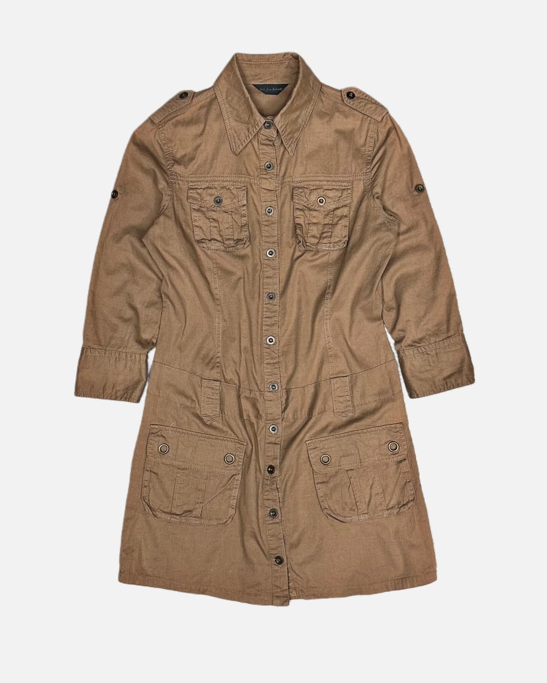 brown military pocket shirt dress 상품이미지1