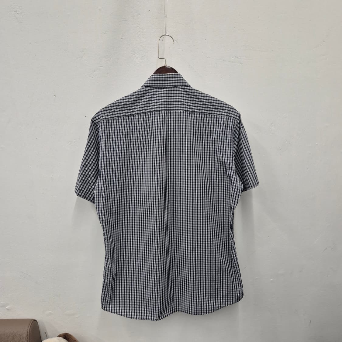 띠어리 맨 깅엄 체크 반팔 셔츠 100 상품이미지4