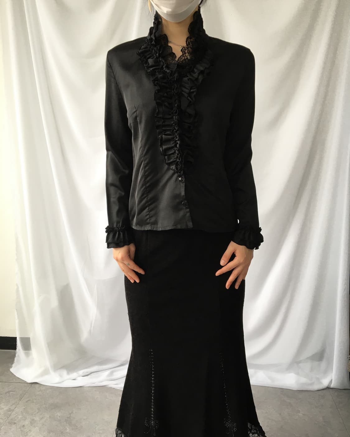 Frill lace point high neck blouse 상품이미지5