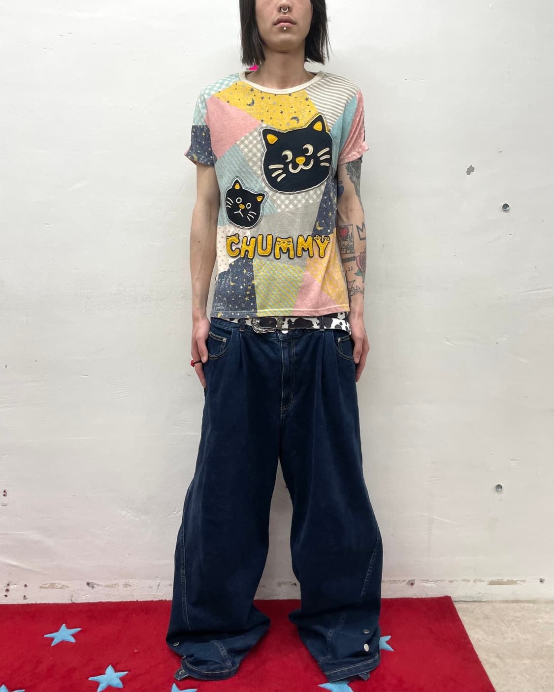 Rough Chummy Cat Patchwork T-shirt  상품이미지3