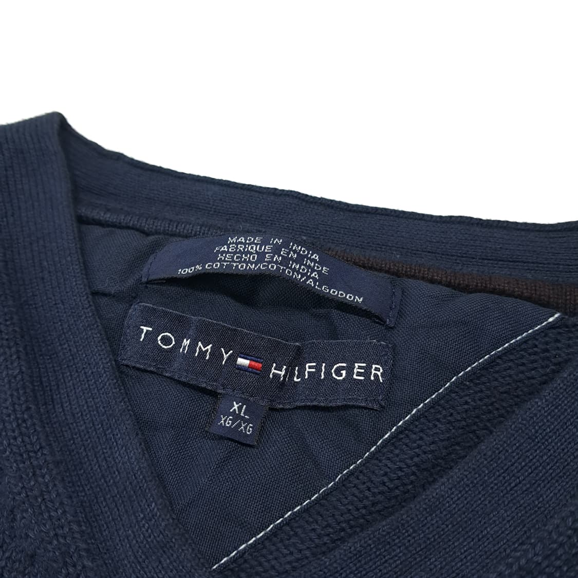 CL823 XL 타미힐피거 90s 박스핏 브이넥 네이비 니트 스웨터 상품이미지3