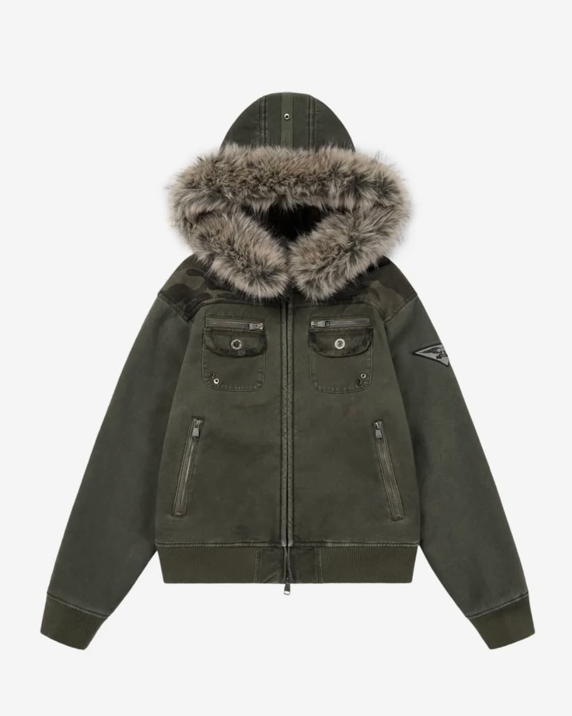 아캄 Fur Camo Contrast Jacket (Khaki) 상품이미지1