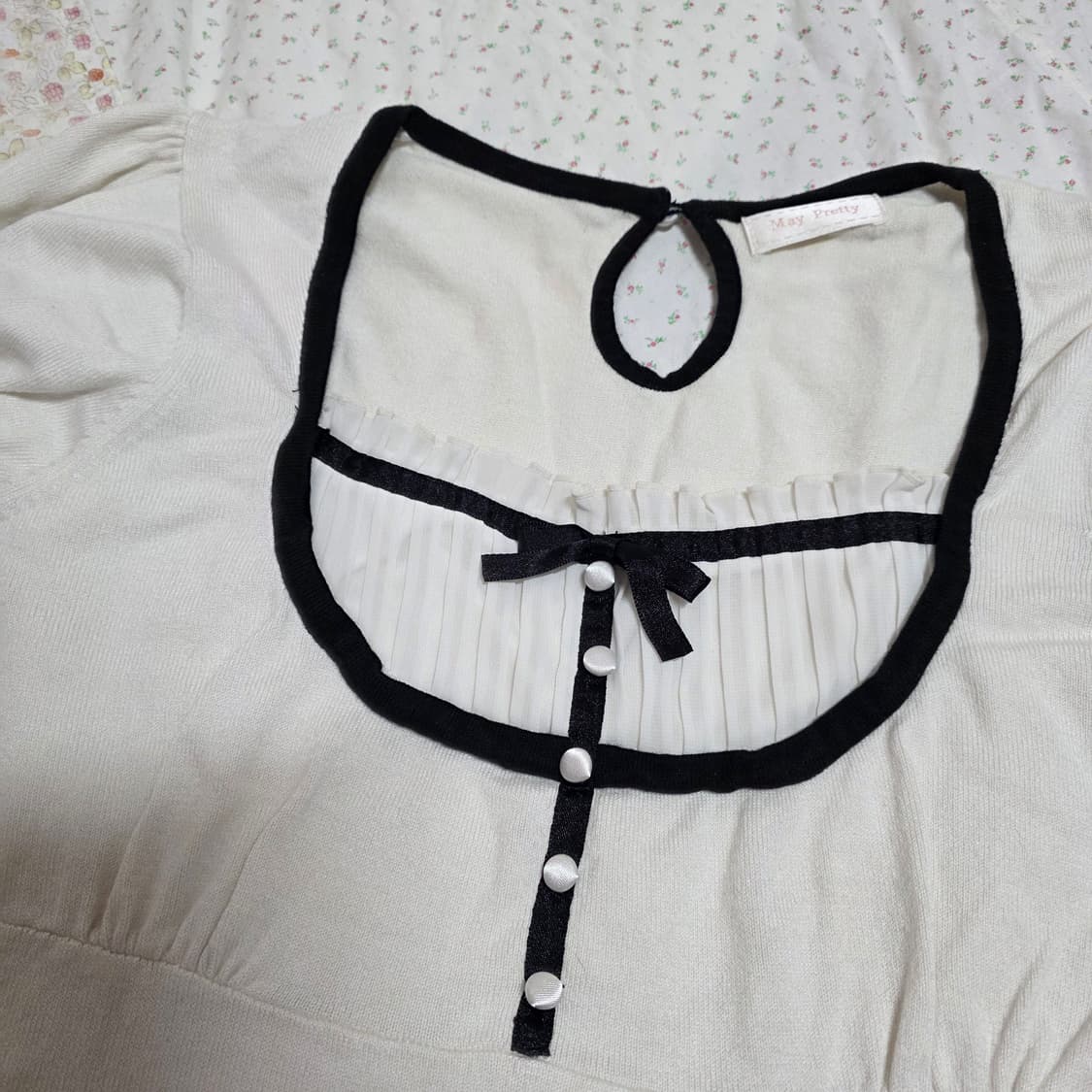 빈티지  화이트 리본 로걀 리즈리사 히메갸루 일브 상품이미지6