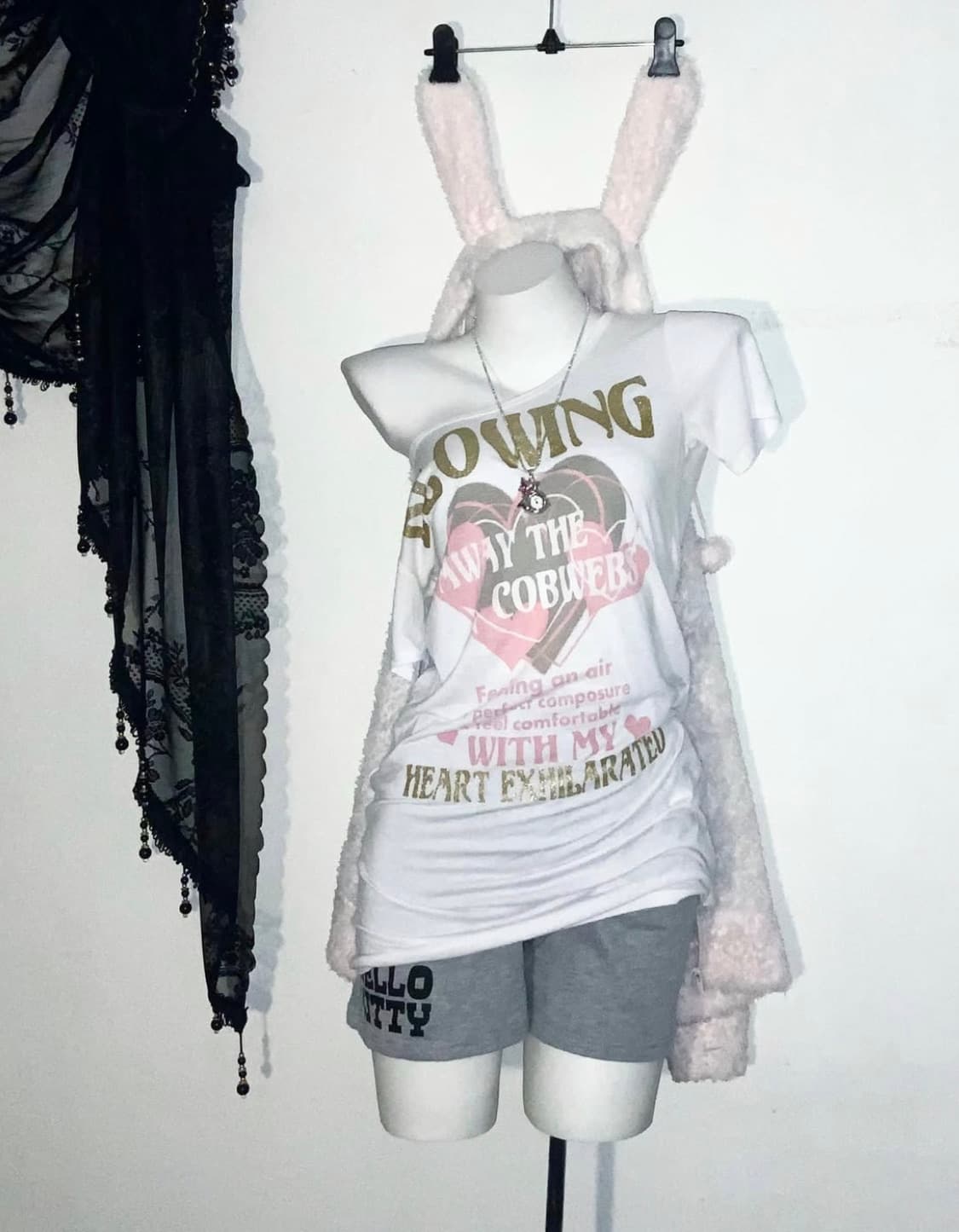 헬로키티 산리오 토끼 귀 후드 키치갸루세트 🐰 00s  상품이미지2